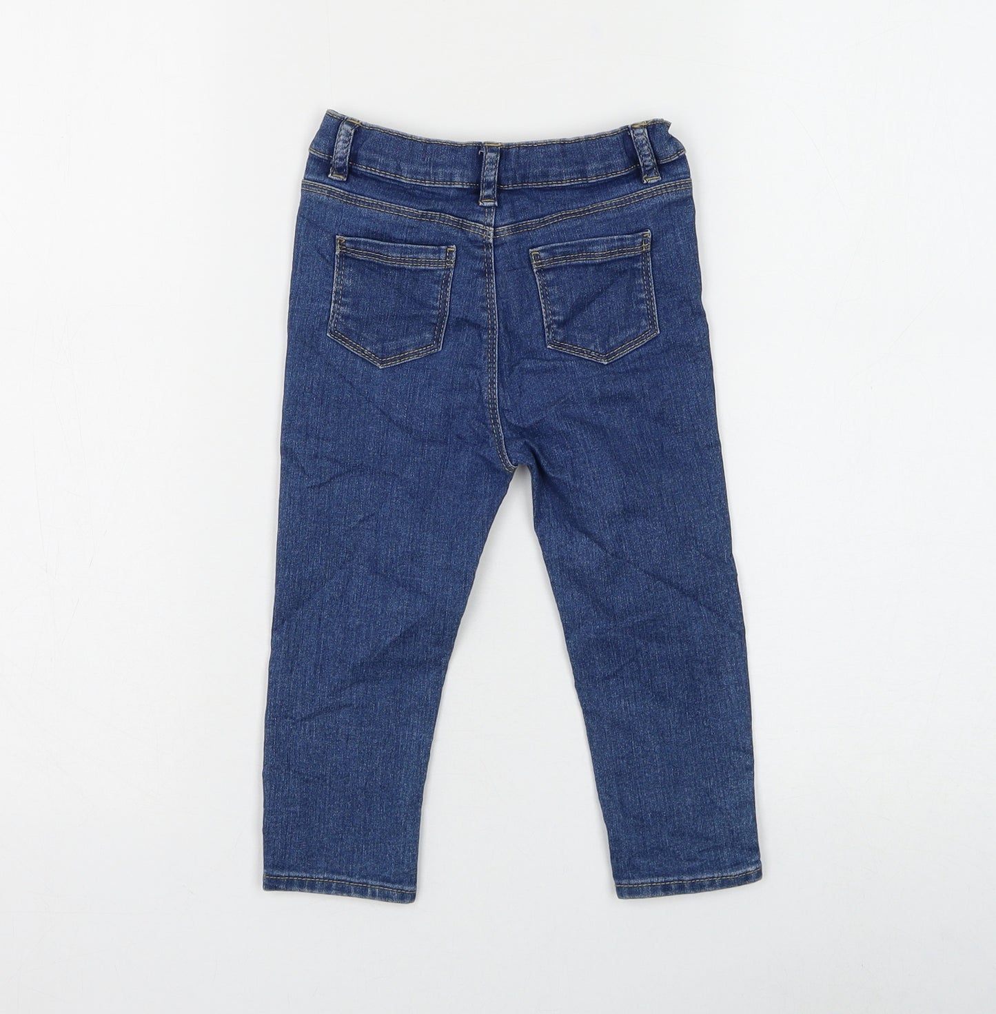 Marks and Spencer Girls Blue Cotton Capri Jeans Size 18-24 Months Button