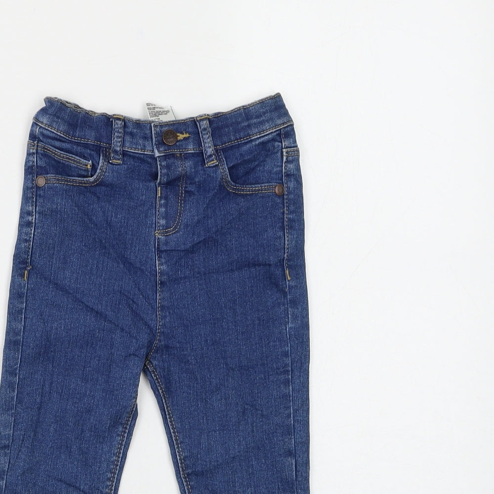 Marks and Spencer Girls Blue Cotton Capri Jeans Size 18-24 Months Button