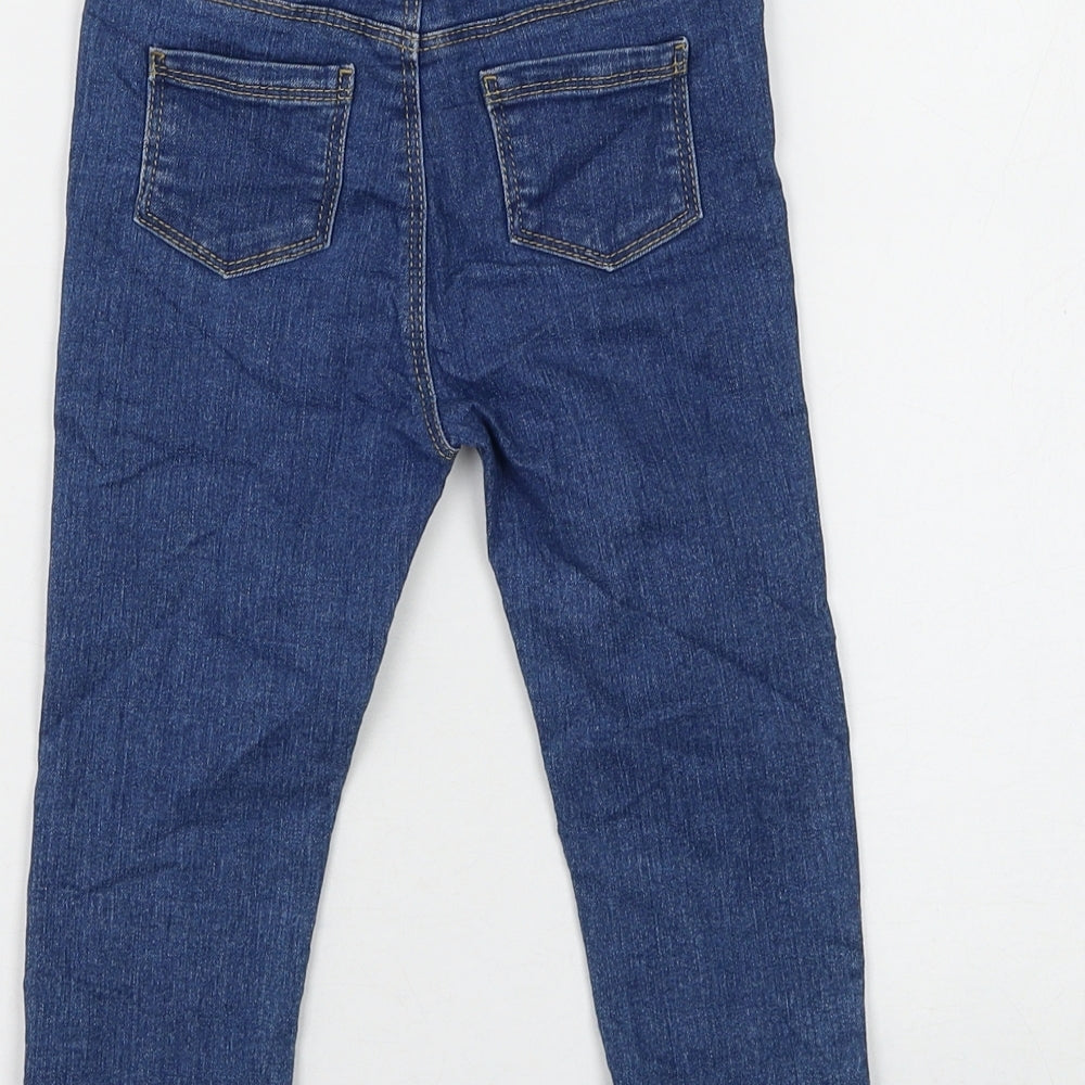 Marks and Spencer Girls Blue Cotton Capri Jeans Size 18-24 Months Button