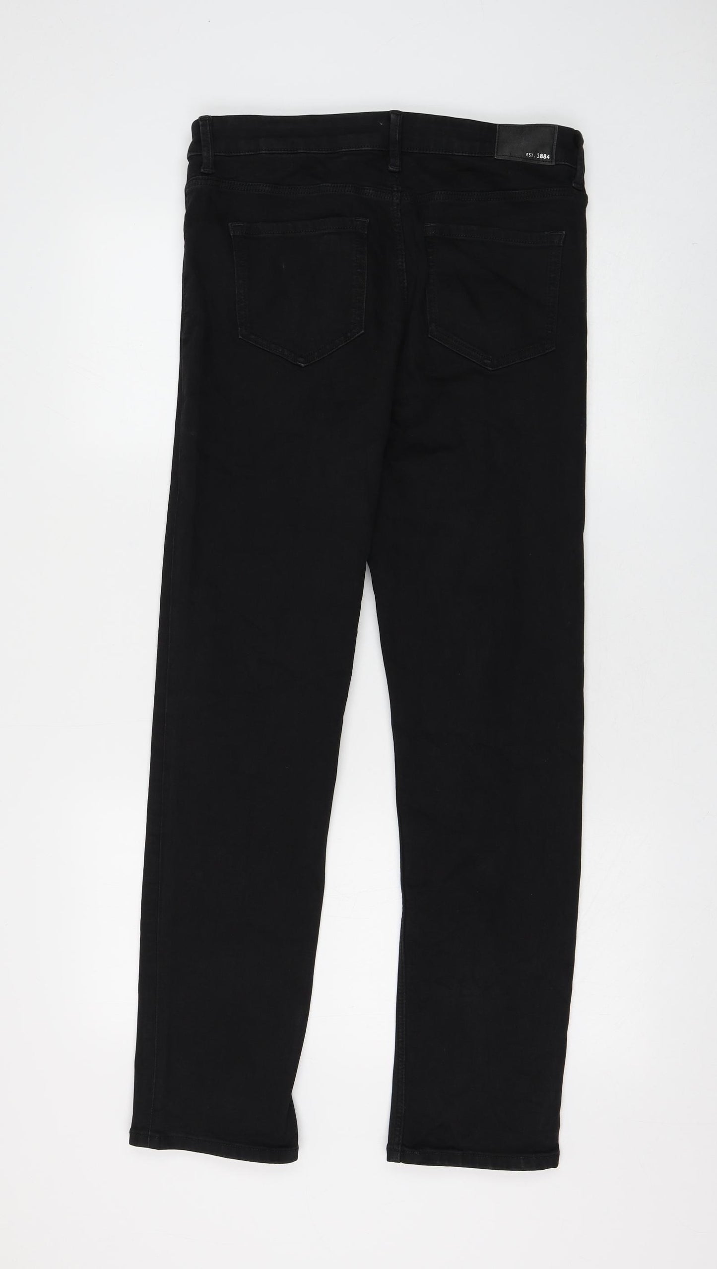 Marks and Spencer Womens Black Cotton Straight Jeans Size 12 L29 in Regular Zip