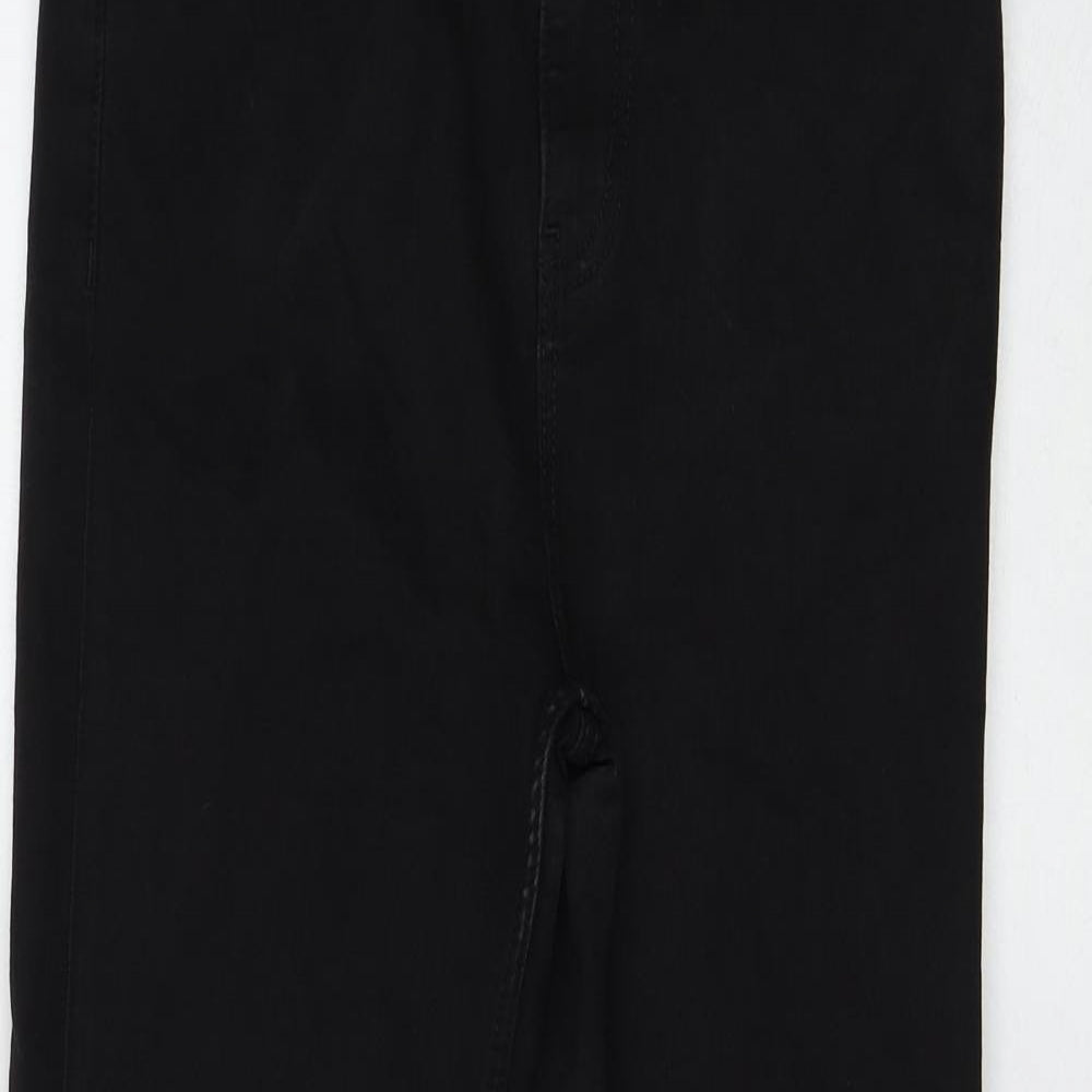 Marks and Spencer Womens Black Cotton Straight Jeans Size 12 L29 in Regular Zip
