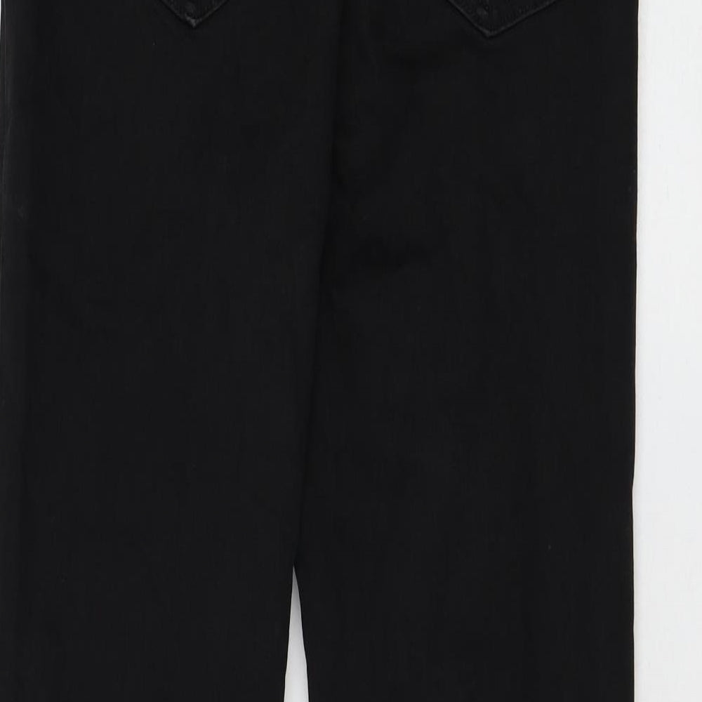 Marks and Spencer Womens Black Cotton Straight Jeans Size 12 L29 in Regular Zip