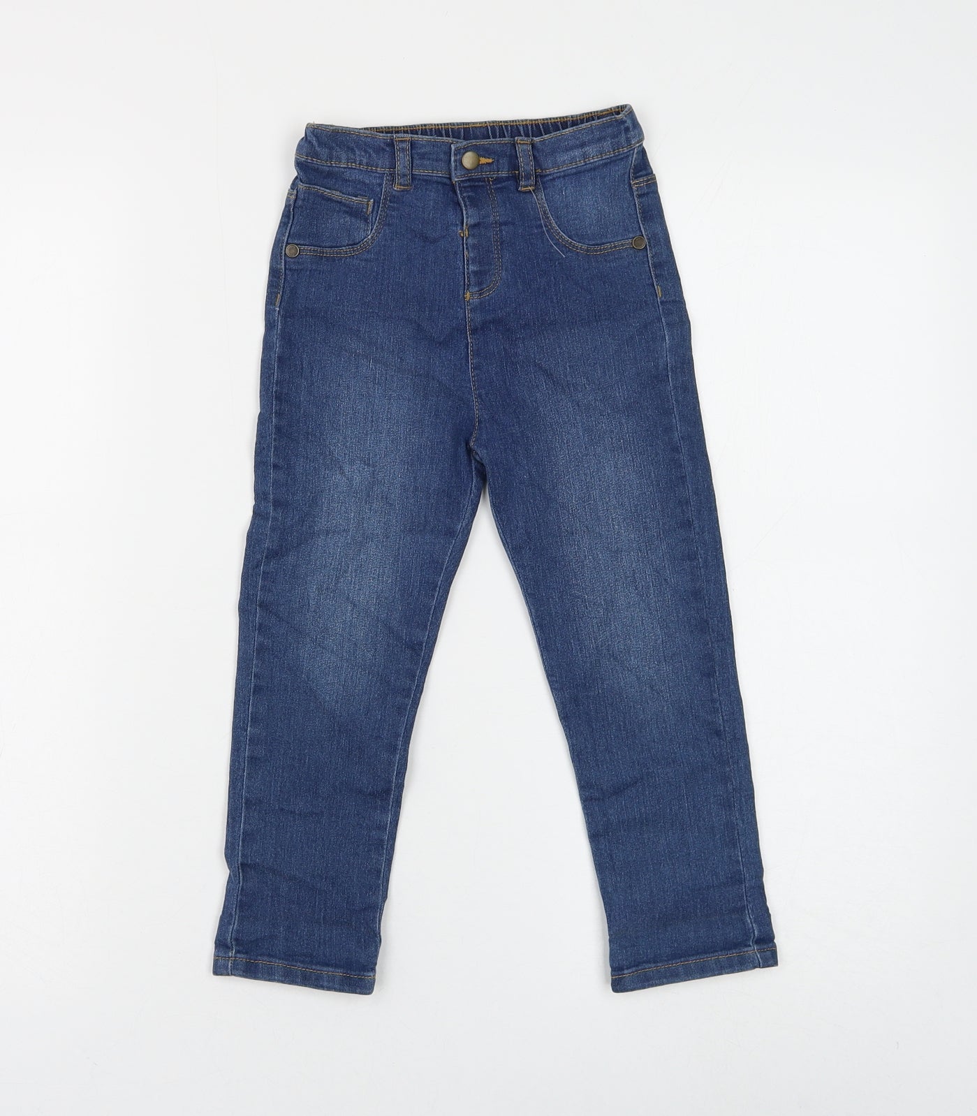 Marks and Spencer Girls Blue Cotton Capri Jeans Size 2-3 Years Regular Button