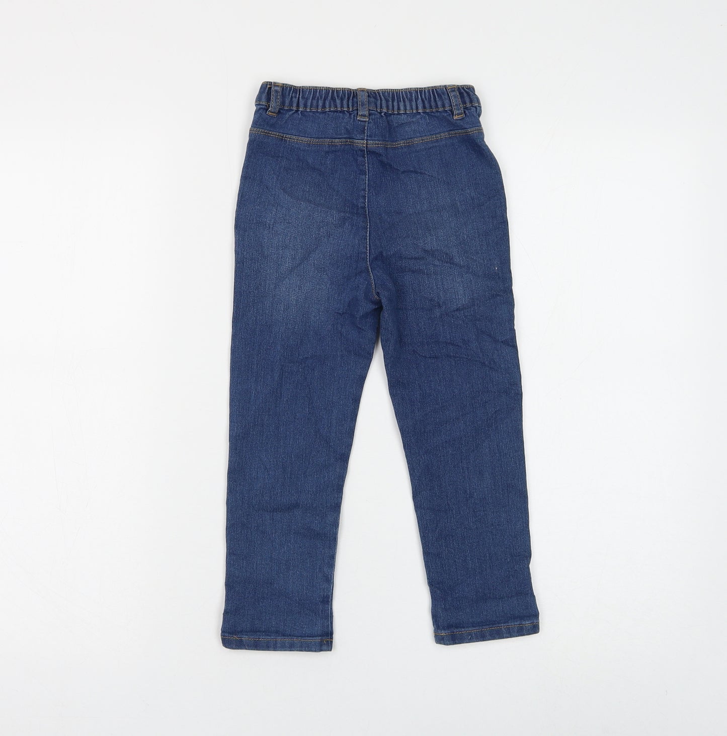 Marks and Spencer Girls Blue Cotton Capri Jeans Size 2-3 Years Regular Button