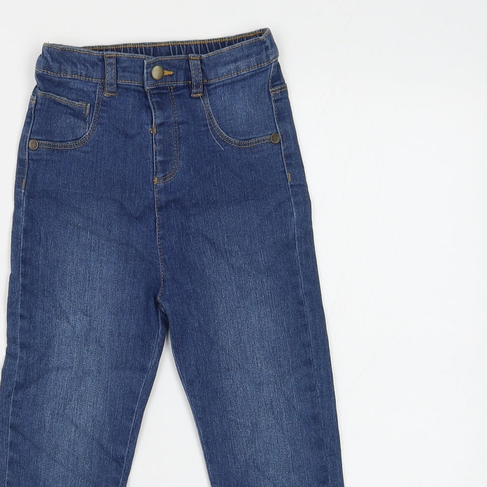 Marks and Spencer Girls Blue Cotton Capri Jeans Size 2-3 Years Regular Button