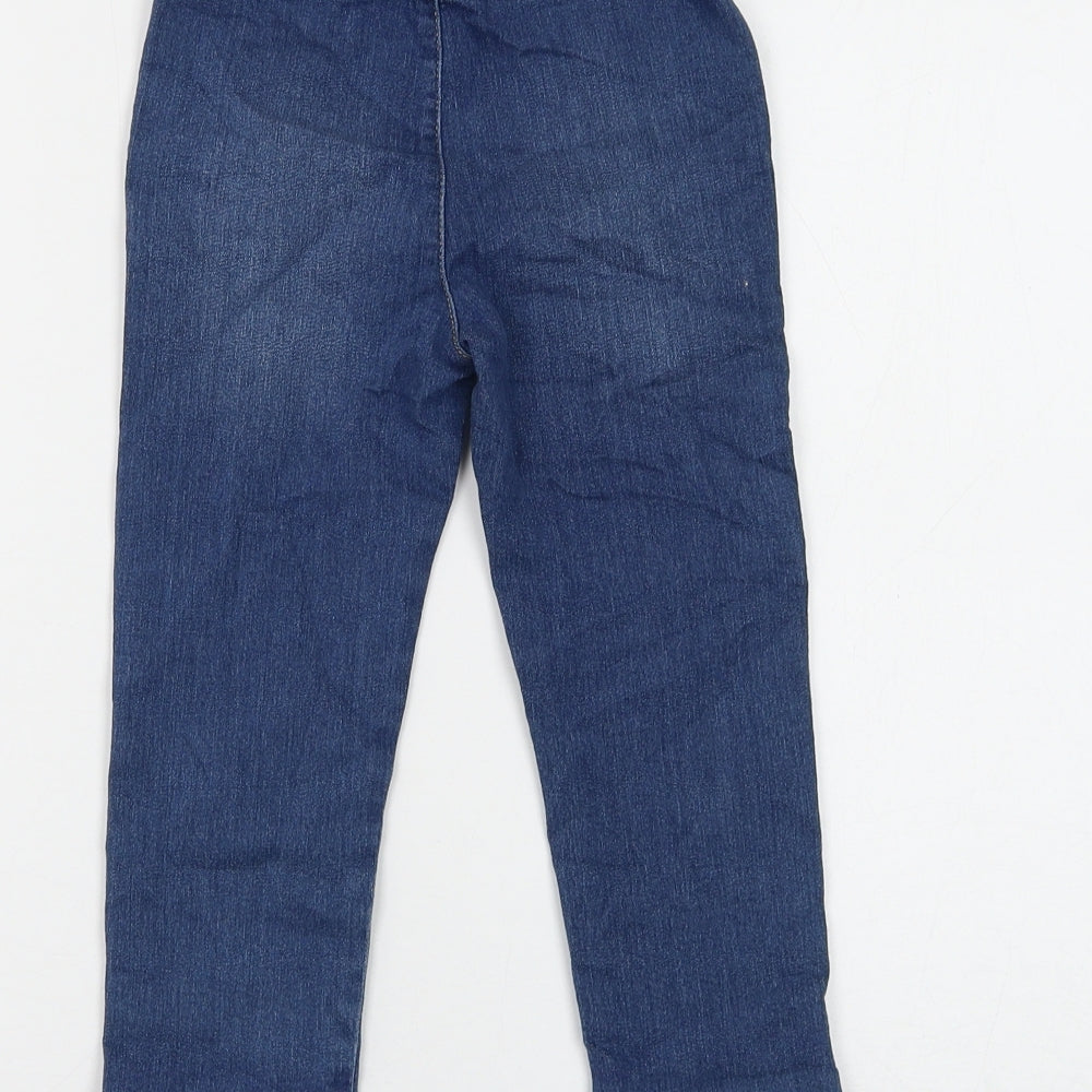 Marks and Spencer Girls Blue Cotton Capri Jeans Size 2-3 Years Regular Button