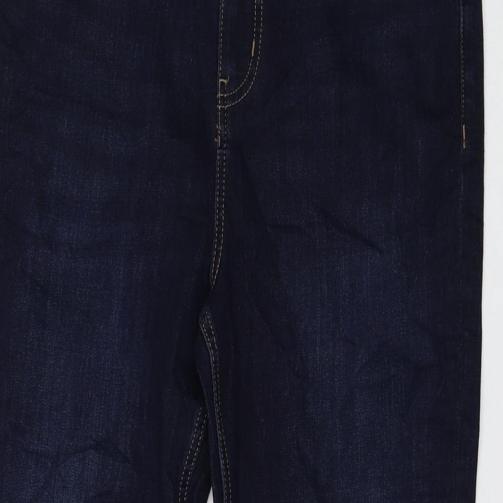 Marks and Spencer Womens Blue Cotton Flared Jeans Size 14 L28 in Regular Zip