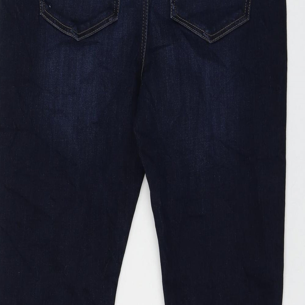 Marks and Spencer Womens Blue Cotton Flared Jeans Size 14 L28 in Regular Zip