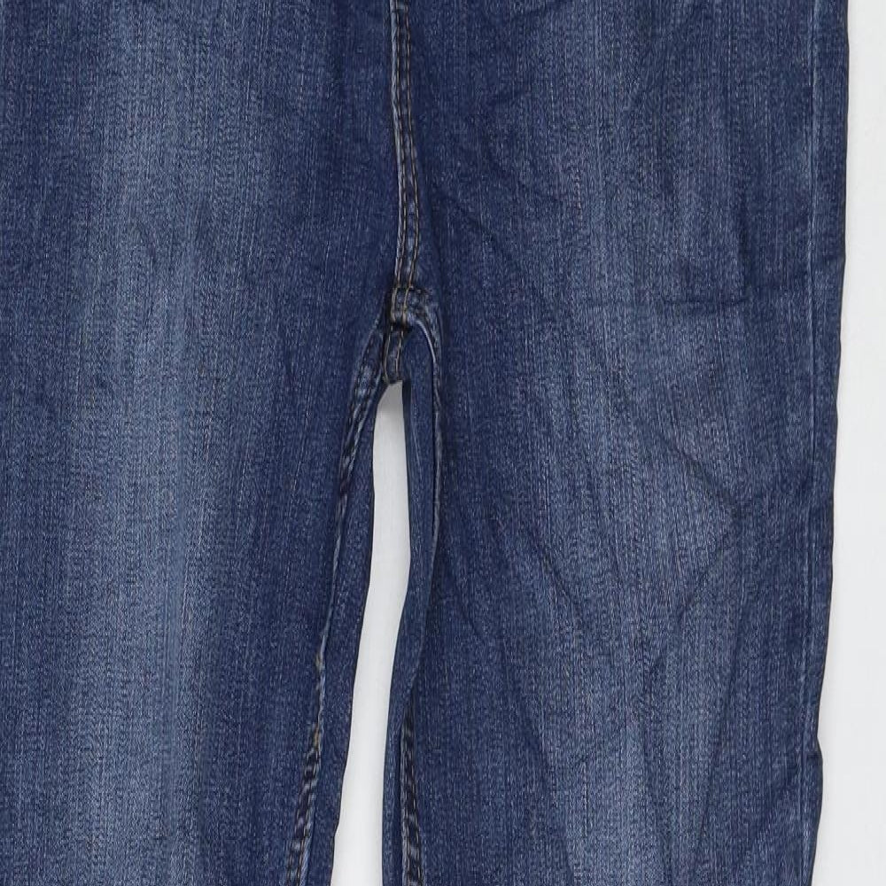 Marks and Spencer Womens Blue Cotton Flared Jeans Size 10 L33 in Regular Zip