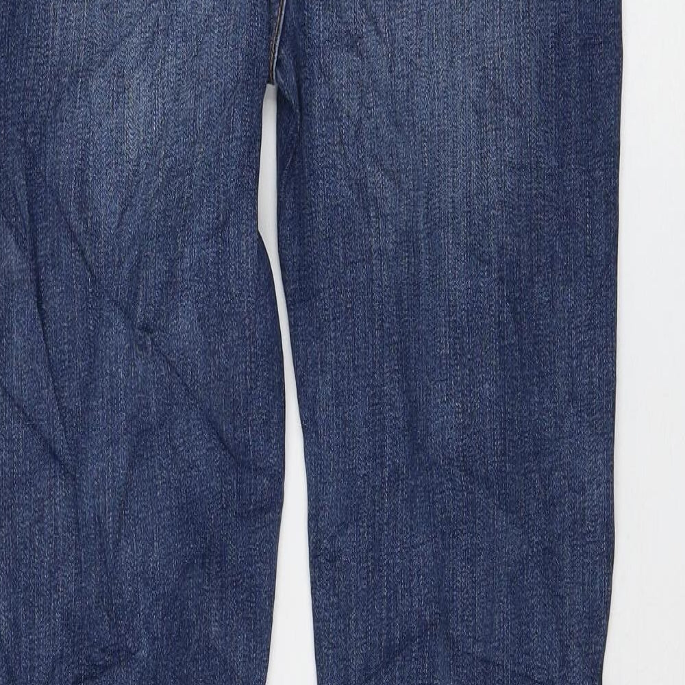 Marks and Spencer Womens Blue Cotton Flared Jeans Size 10 L33 in Regular Zip