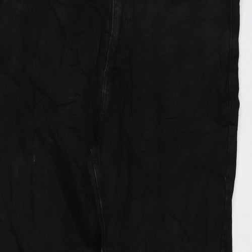 Marks and Spencer Womens Black Cotton Straight Jeans Size 32 in L33 in Regular Zip
