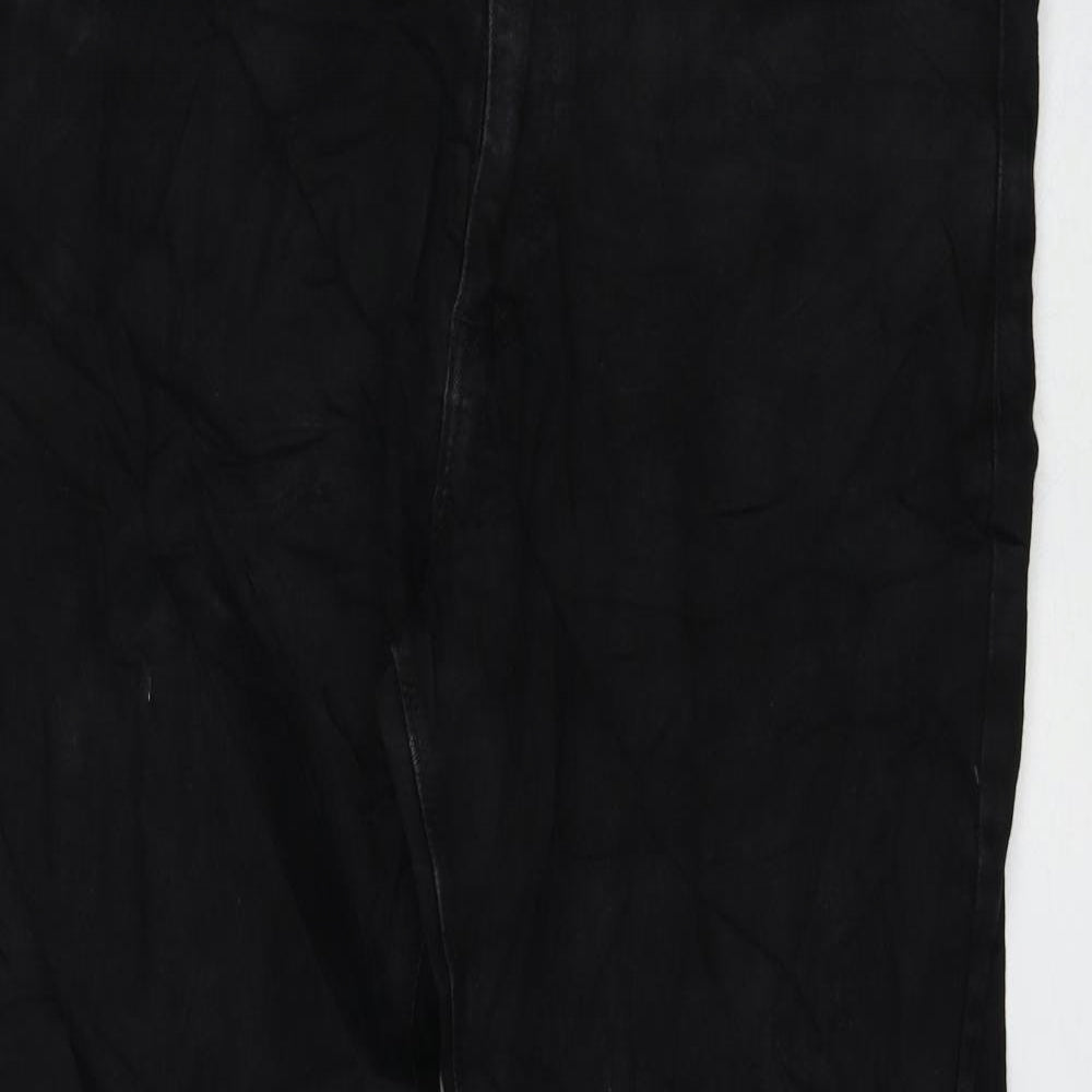 Marks and Spencer Womens Black Cotton Straight Jeans Size 32 in L33 in Regular Zip