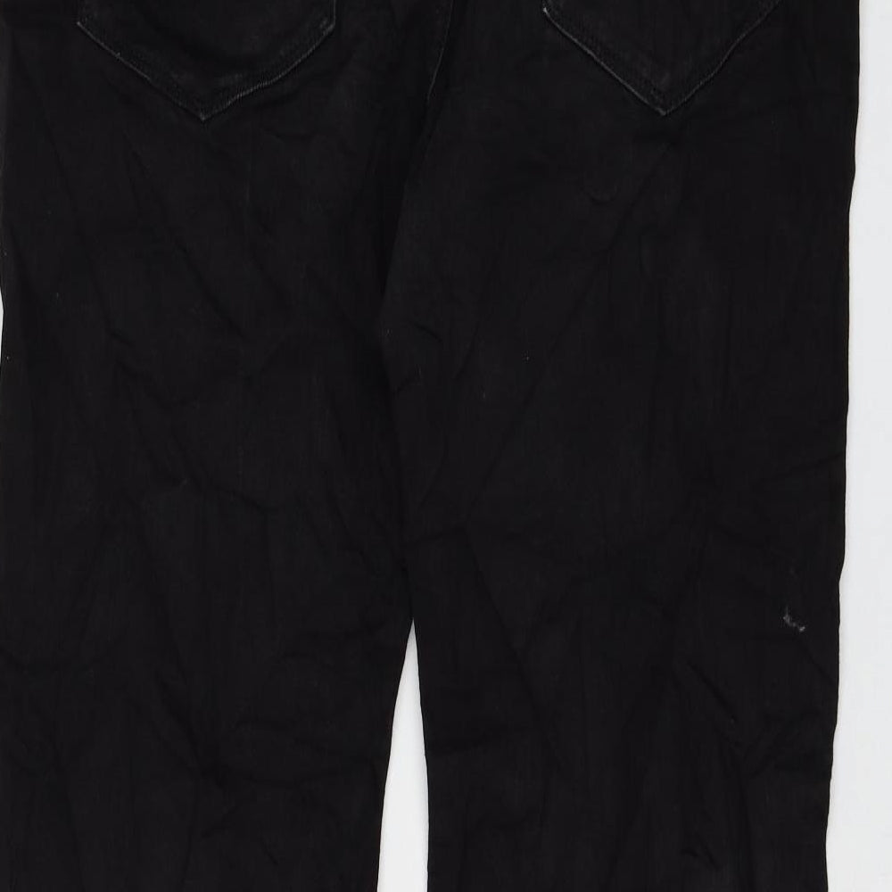 Marks and Spencer Womens Black Cotton Straight Jeans Size 32 in L33 in Regular Zip