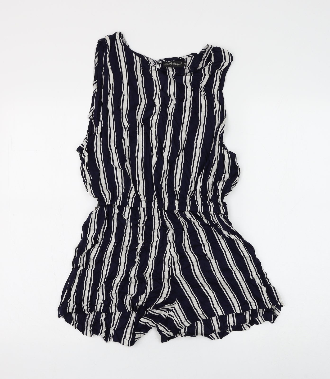 Rock & Religion Womens Blue Striped Viscose Bodysuit One-Piece Size 14 L3 in Pullover