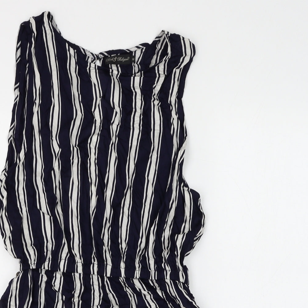 Rock & Religion Womens Blue Striped Viscose Bodysuit One-Piece Size 14 L3 in Pullover