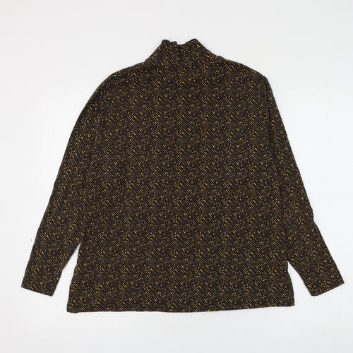 Marks and Spencer Womens Brown Animal Print Cotton Basic Blouse Size 18 High Neck - Snake Print