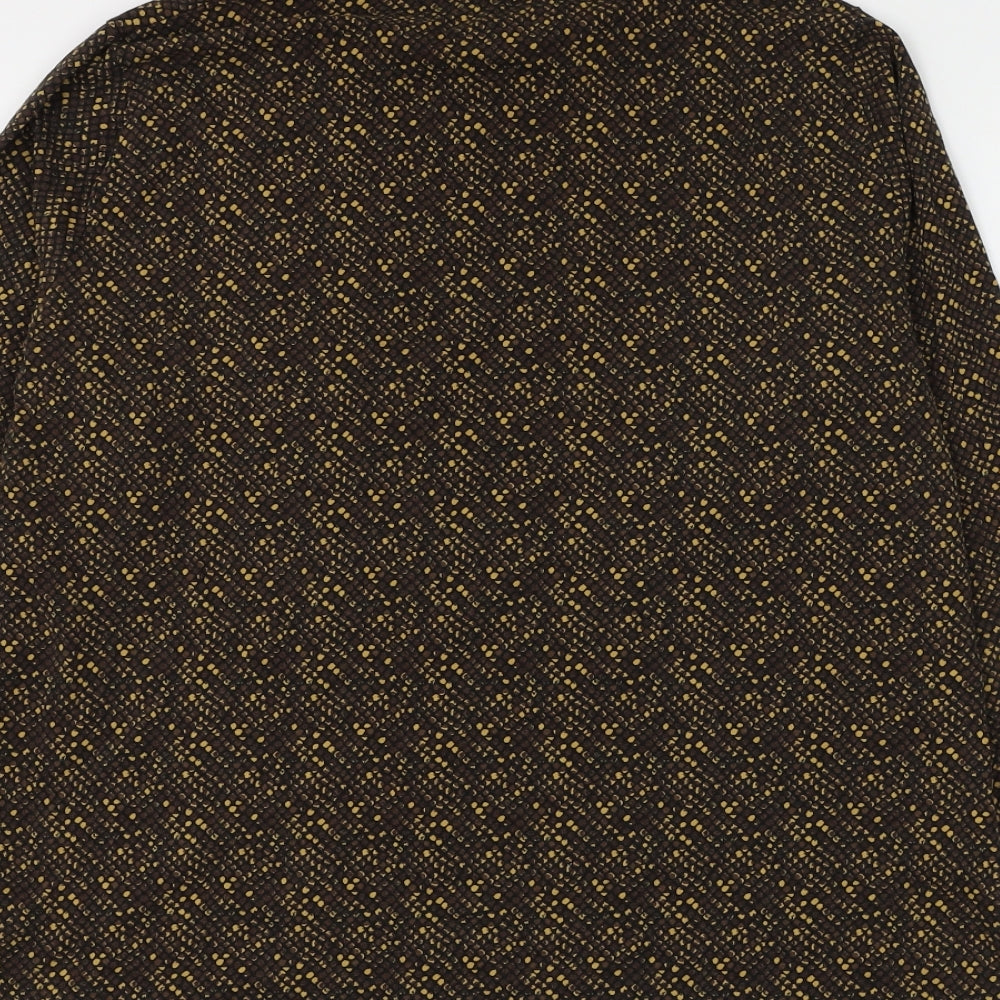 Marks and Spencer Womens Brown Animal Print Cotton Basic Blouse Size 18 High Neck - Snake Print