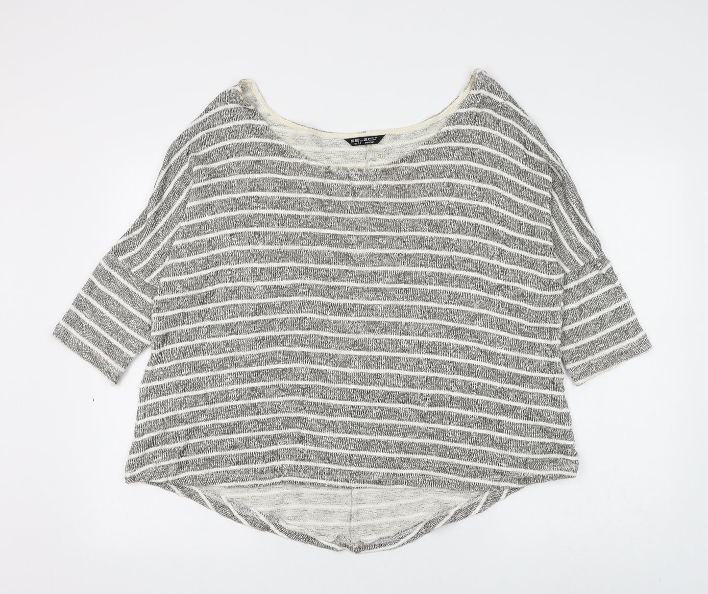 Select Womens Grey Boat Neck Striped Viscose Pullover Jumper Size 14