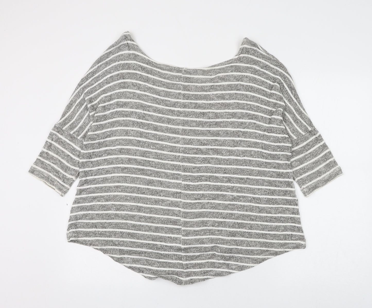 Select Womens Grey Boat Neck Striped Viscose Pullover Jumper Size 14