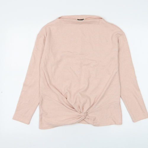 George Womens Pink Boat Neck Polyester Pullover Jumper Size 8 - Knot Front