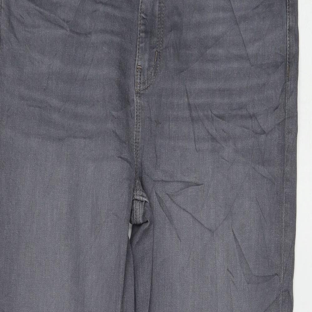 Marks and Spencer Womens Grey Cotton Straight Jeans Size 16 L28 in Regular Zip