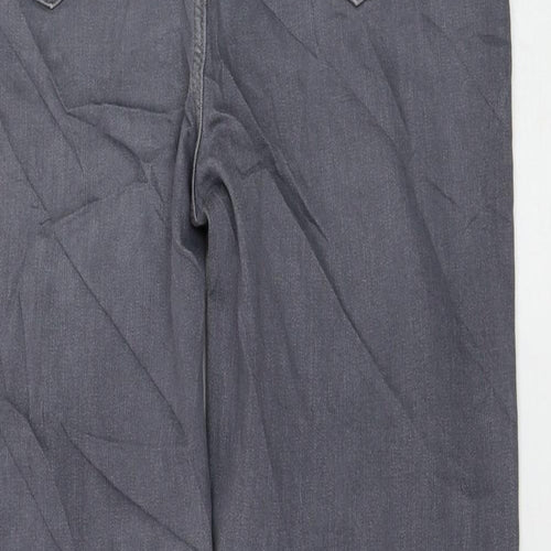 Marks and Spencer Womens Grey Cotton Straight Jeans Size 16 L28 in Regular Zip