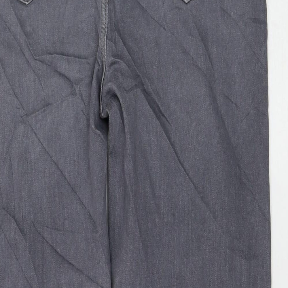 Marks and Spencer Womens Grey Cotton Straight Jeans Size 16 L28 in Regular Zip
