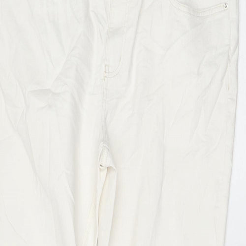 Marks and Spencer Womens White Cotton Bootcut Jeans Size 20 L28 in Regular Zip