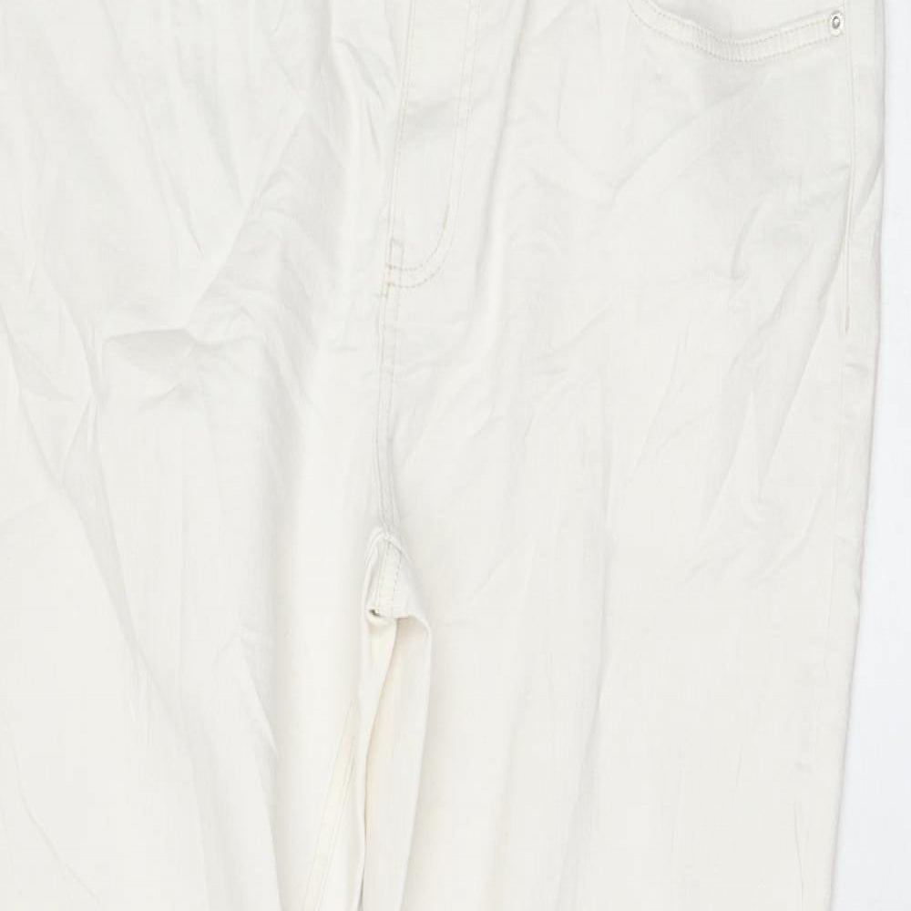Marks and Spencer Womens White Cotton Bootcut Jeans Size 20 L28 in Regular Zip