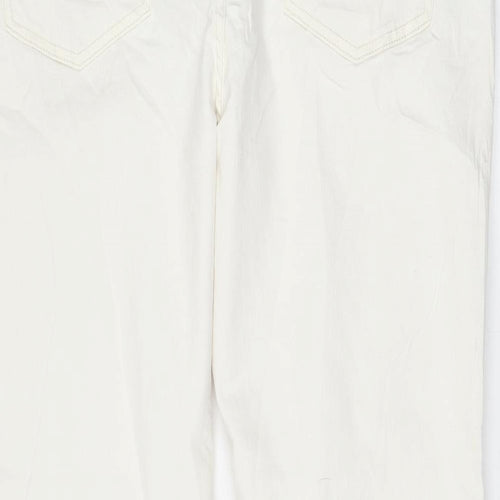 Marks and Spencer Womens White Cotton Bootcut Jeans Size 20 L28 in Regular Zip