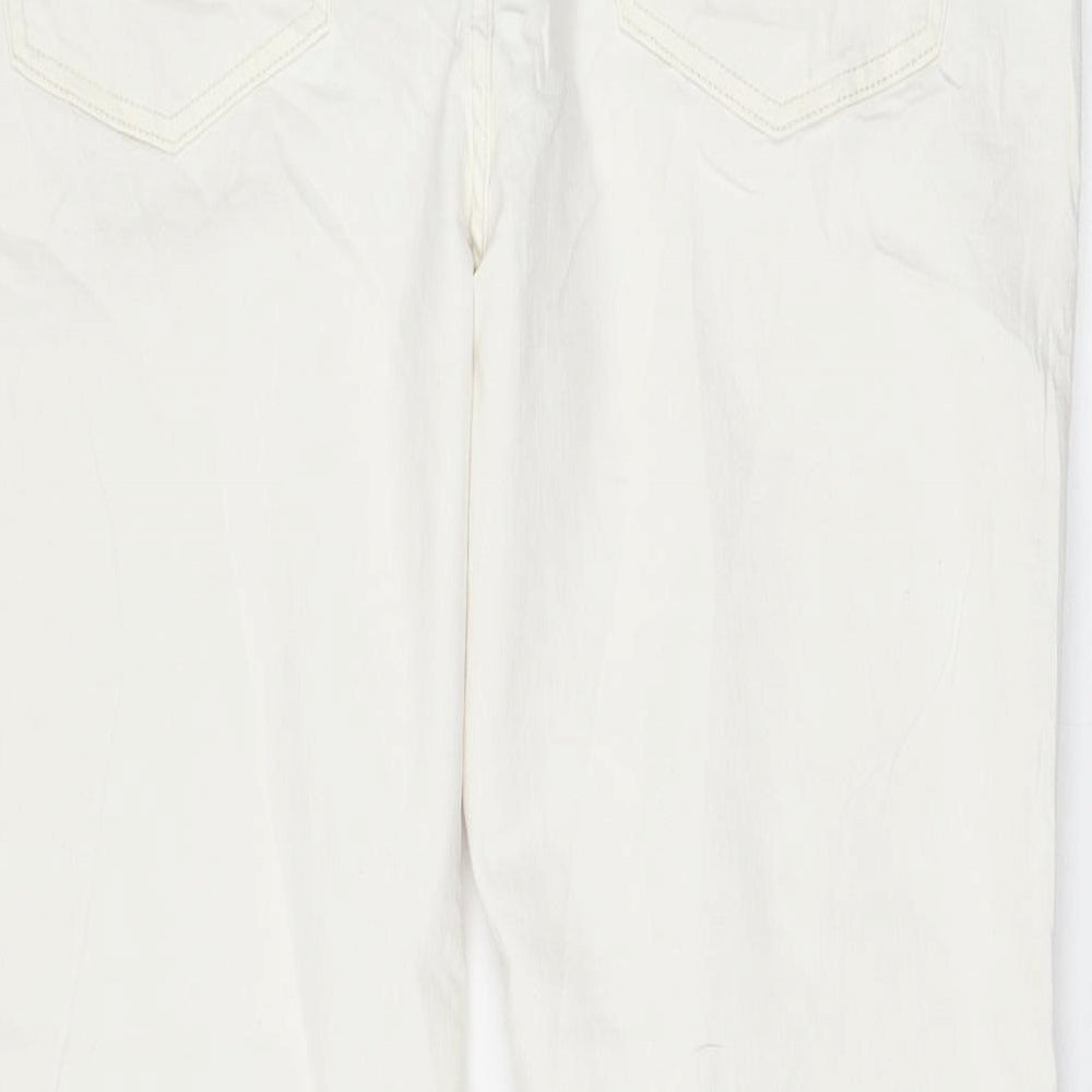 Marks and Spencer Womens White Cotton Bootcut Jeans Size 20 L28 in Regular Zip