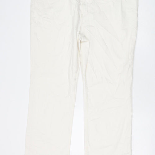 Marks and Spencer Womens White Cotton Bootcut Jeans Size 24 L30 in Regular Zip