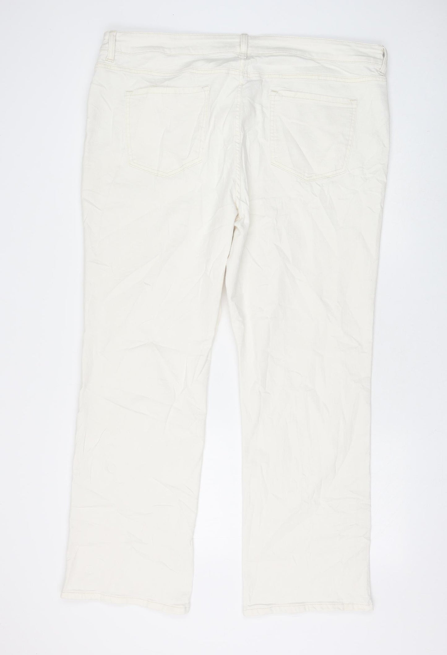 Marks and Spencer Womens White Cotton Bootcut Jeans Size 24 L30 in Regular Zip