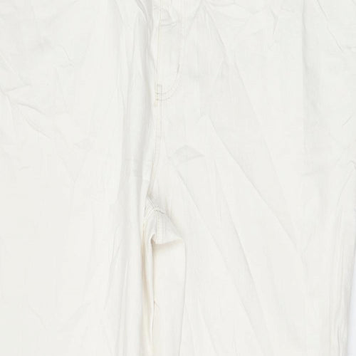 Marks and Spencer Womens White Cotton Bootcut Jeans Size 24 L30 in Regular Zip
