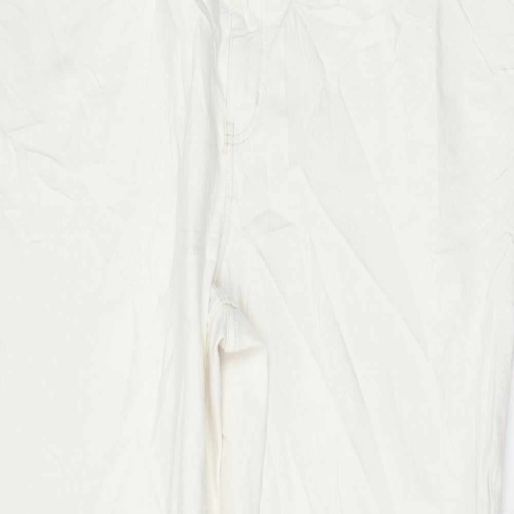 Marks and Spencer Womens White Cotton Bootcut Jeans Size 24 L30 in Regular Zip