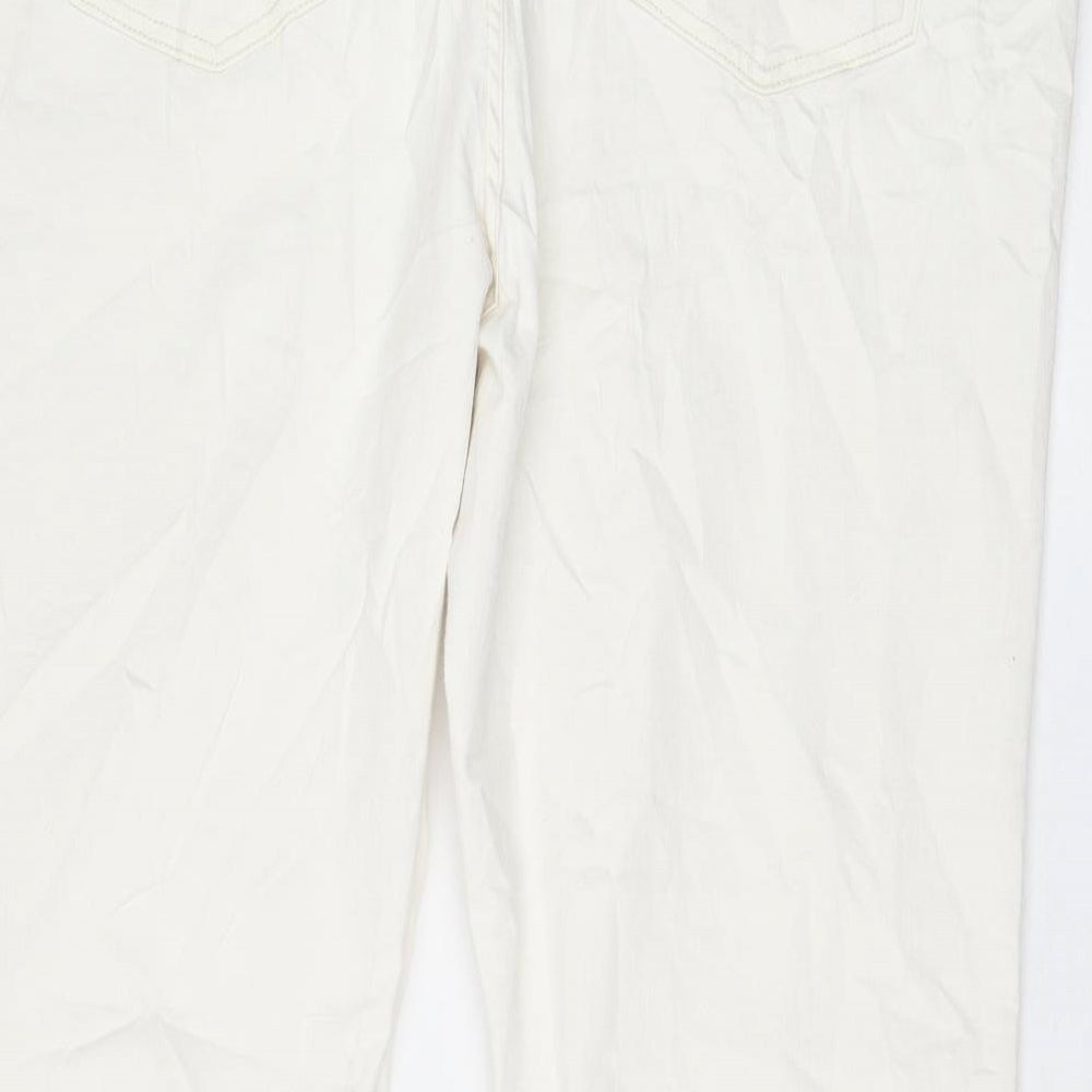 Marks and Spencer Womens White Cotton Bootcut Jeans Size 24 L30 in Regular Zip