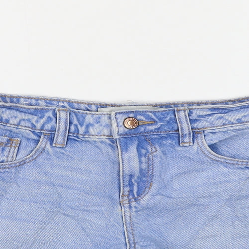 New Look Womens Blue Cotton Hot Pants Shorts Size 8 L3 in Regular Zip - Distressed