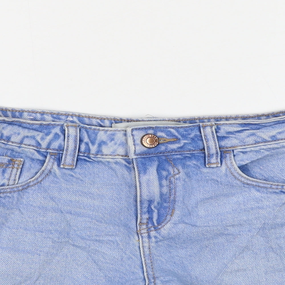 New Look Womens Blue Cotton Hot Pants Shorts Size 8 L3 in Regular Zip - Distressed