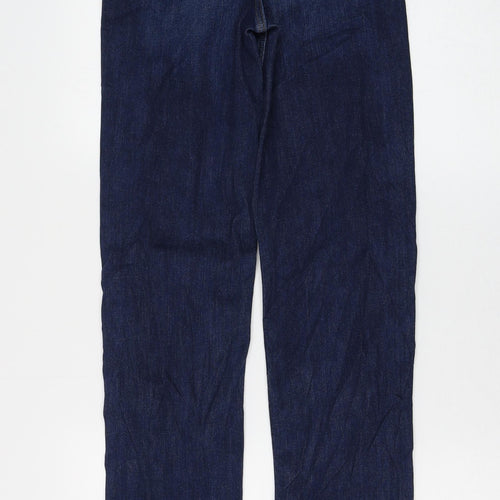 Marks and Spencer Womens Blue Cotton Straight Jeans Size 8 L33 in Regular Zip