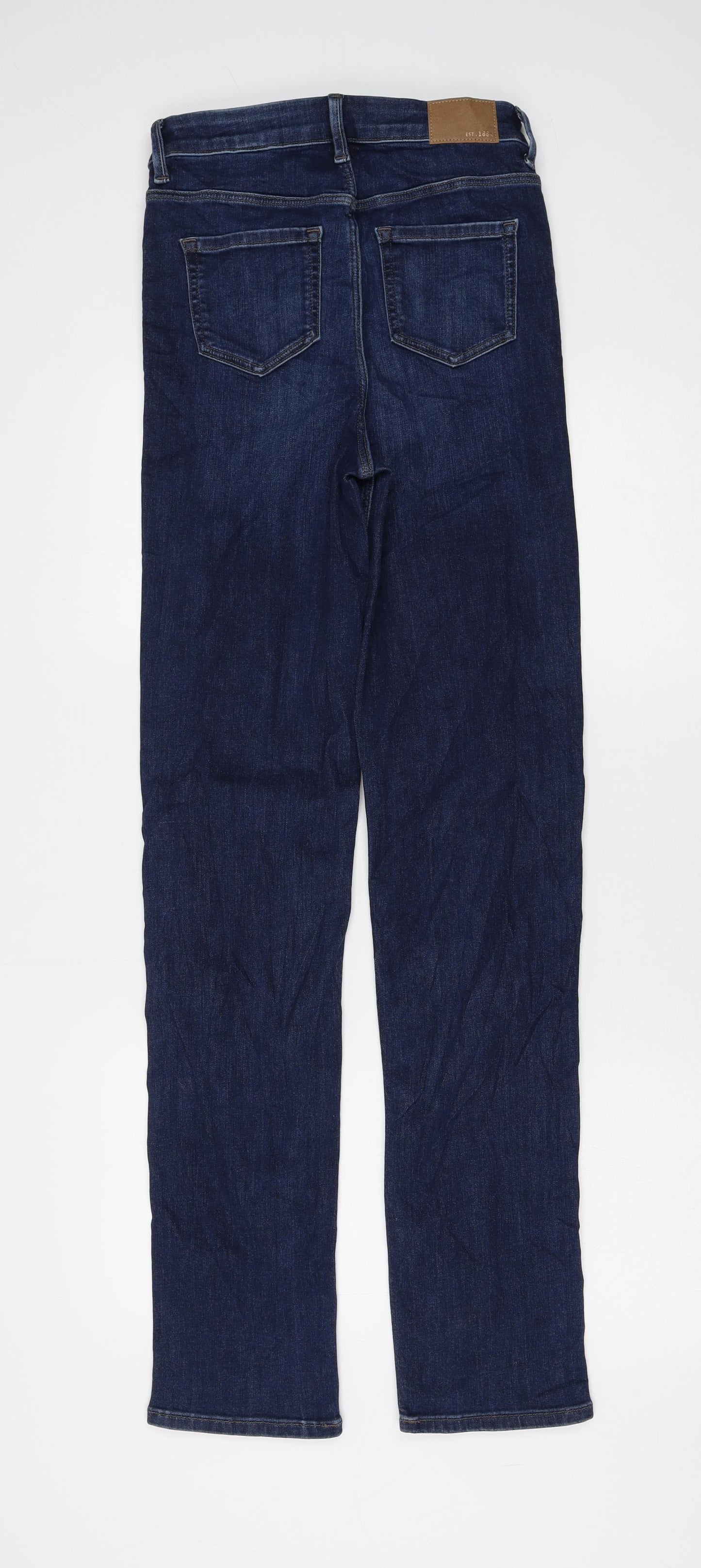 Marks and Spencer Womens Blue Cotton Straight Jeans Size 8 L33 in Regular Zip