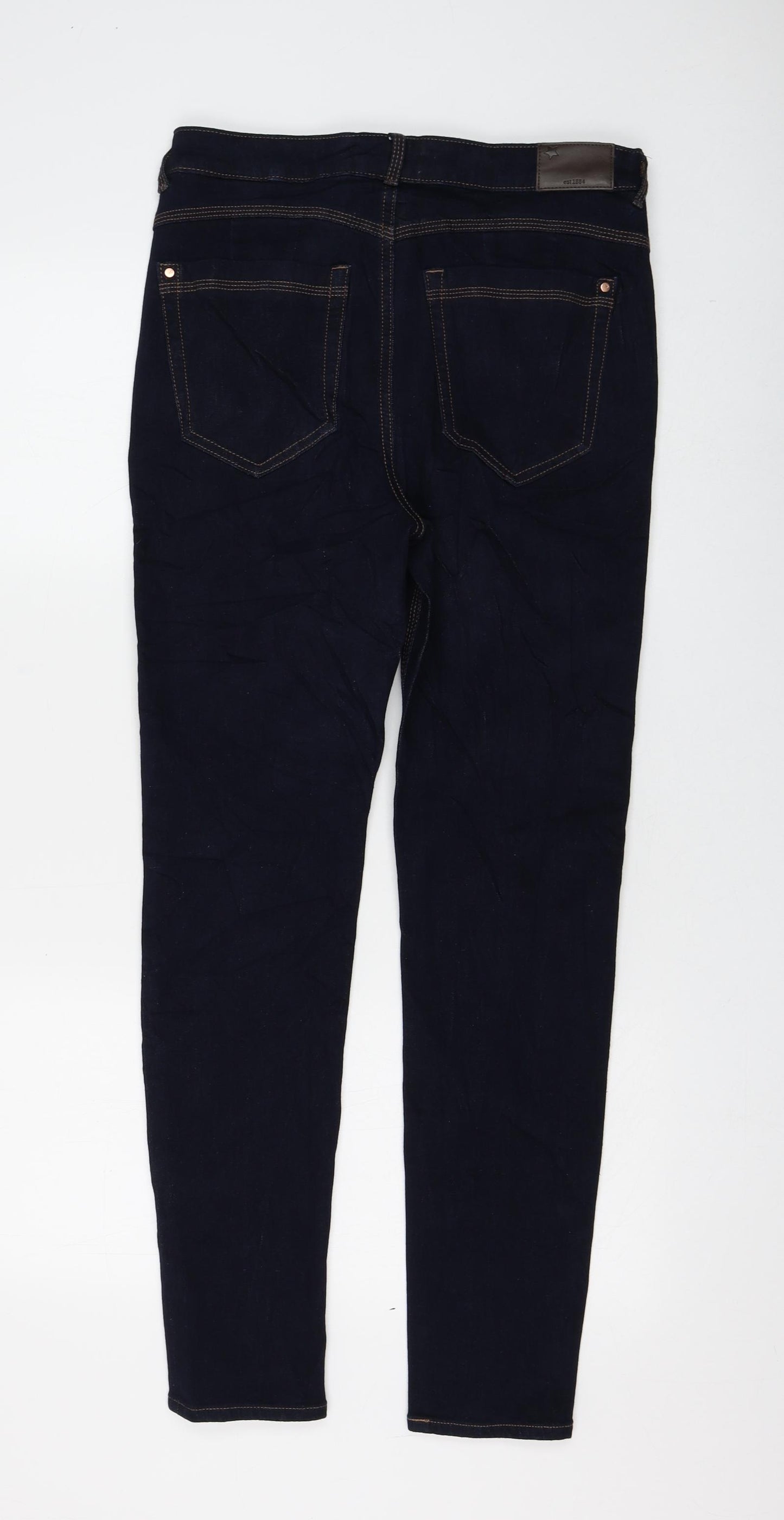 Marks and Spencer Womens Blue Cotton Skinny Jeans Size 12 L28 in Regular Zip