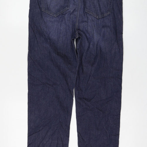 Marks and Spencer Womens Blue Cotton Straight Jeans Size 12 L28 in Regular Zip
