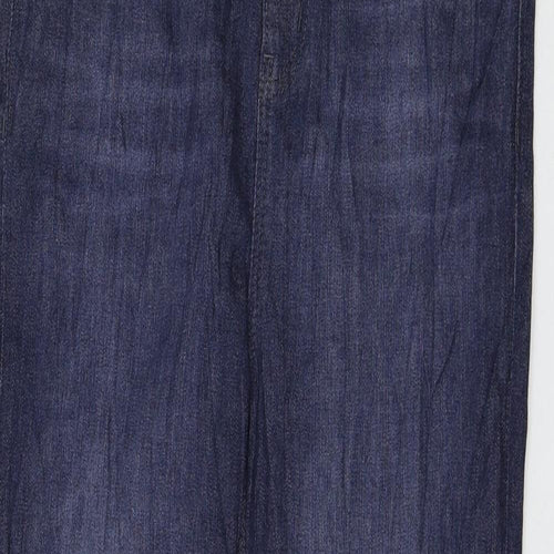 Marks and Spencer Womens Blue Cotton Straight Jeans Size 12 L28 in Regular Zip