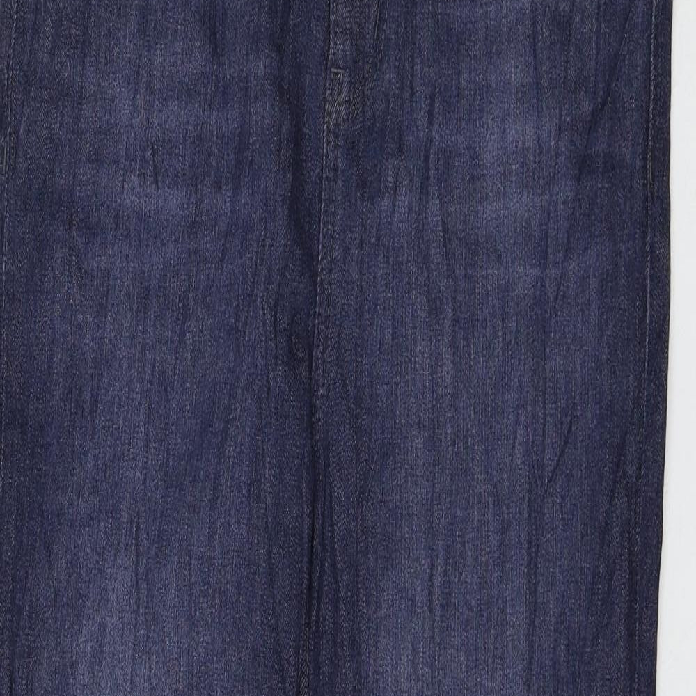 Marks and Spencer Womens Blue Cotton Straight Jeans Size 12 L28 in Regular Zip