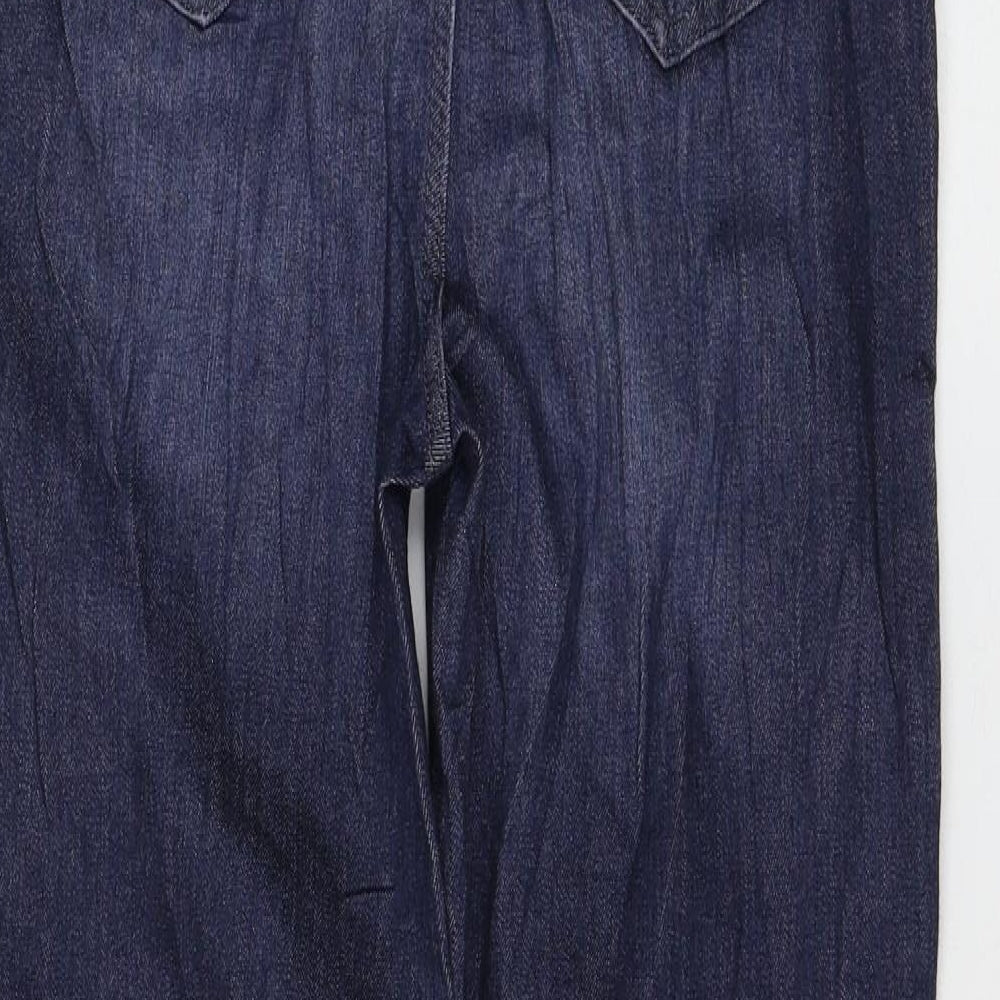 Marks and Spencer Womens Blue Cotton Straight Jeans Size 12 L28 in Regular Zip