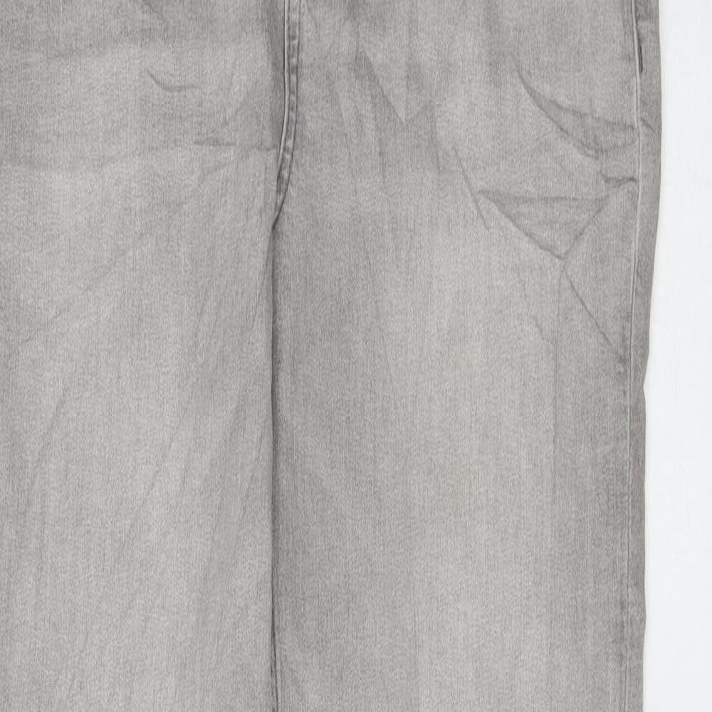 Marks and Spencer Womens Grey Cotton Straight Jeans Size 12 L32 in Regular Zip
