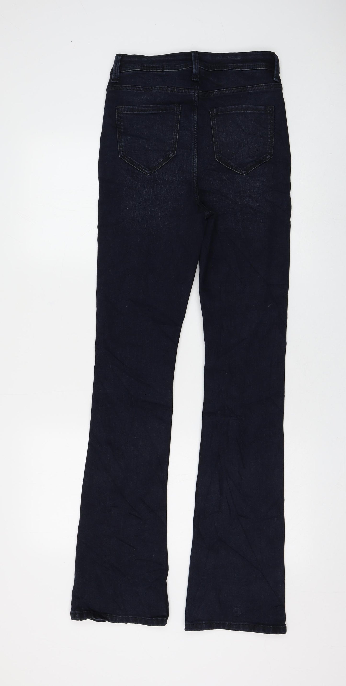 Marks and Spencer Womens Blue Cotton Flared Jeans Size 8 L32 in Regular Zip