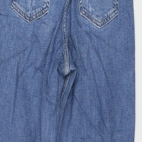 Marks and Spencer Womens Blue Cotton Mom Jeans Size 8 L26 in Regular Zip