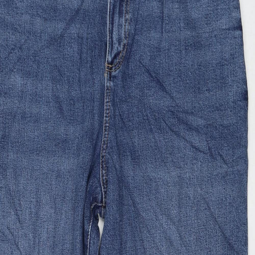 Marks and Spencer Womens Blue Cotton Straight Jeans Size 12 L27 in Regular Zip - Balloon