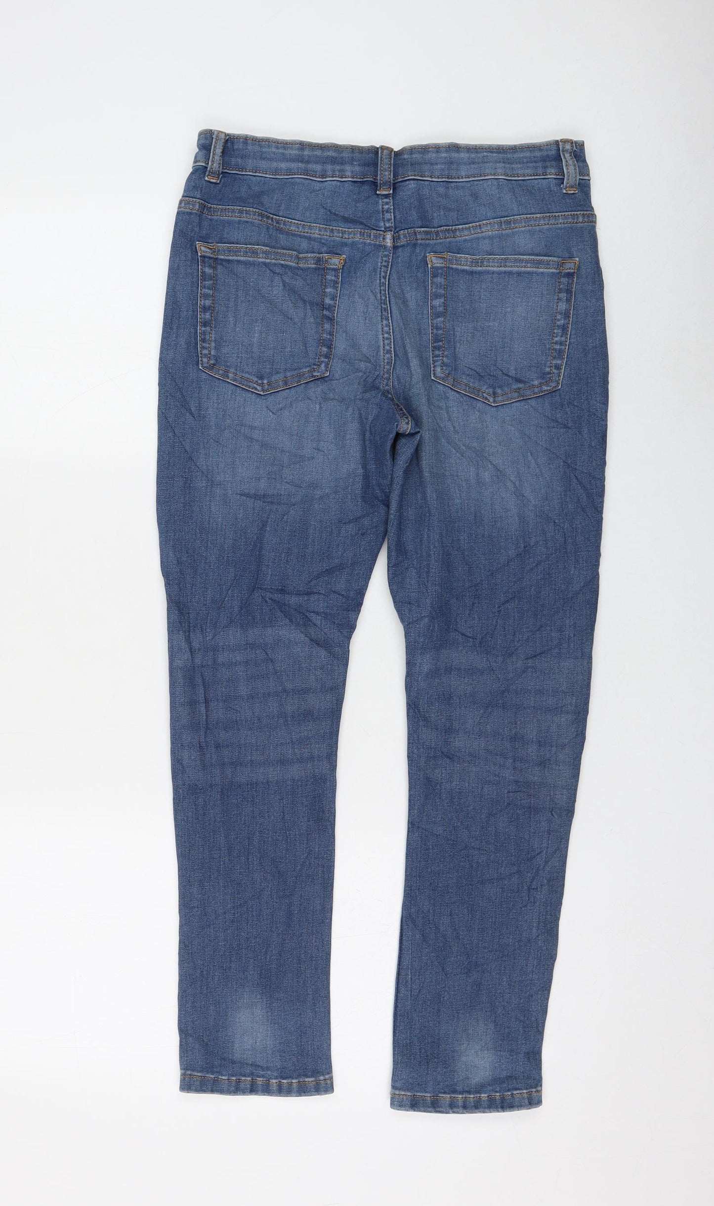 Marks and Spencer Boys Blue Polyester Skinny Jeans Size 12-13 Years Regular Zip